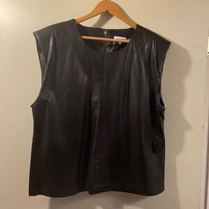 Faux leather top